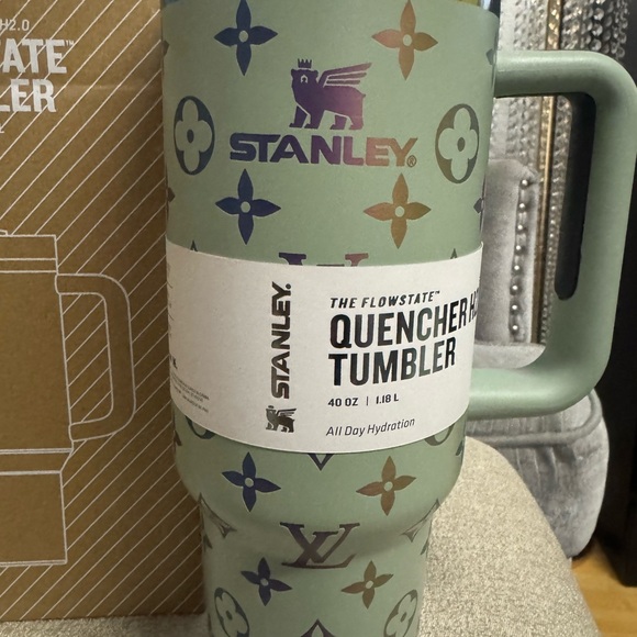 Stanley 40oz Tumbler in Olive green with Lv designs. New. - Picture 8 of 8